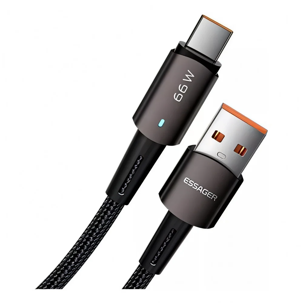 Cabo Carregador Turbo Essager 66w 6a Tipo C Usb Rápido 2 Metros