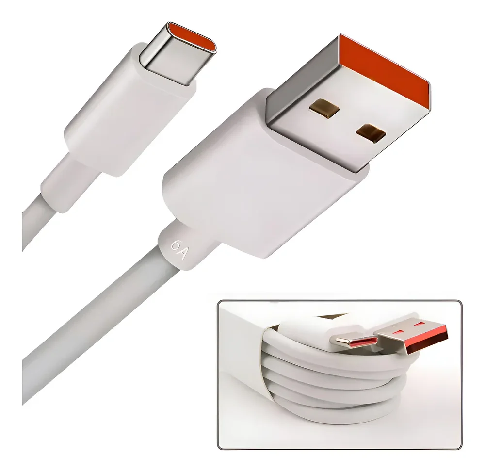 Cabo Usb Turbo Tipo-c Compatível Com Xiaomi, Poco, Redmi, Sansung Carga Rápida Branco