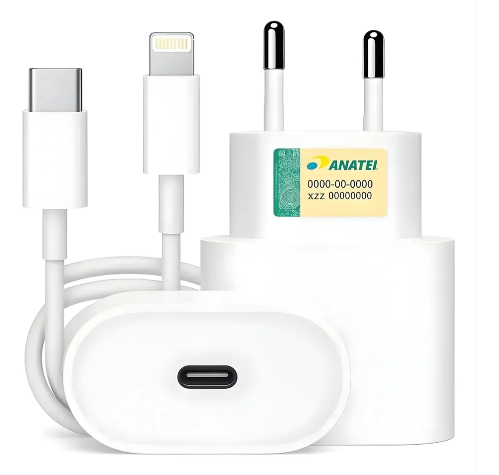Kit Carregador E Cabo Usb-c Para Iphone Android 30w Turbo Cor Branco