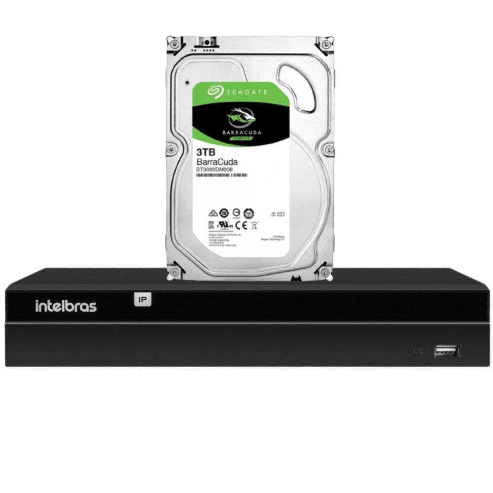 Kit Nvr Intelbras, 4 canais, Nvd 1404, Multi HD + HD 3TB