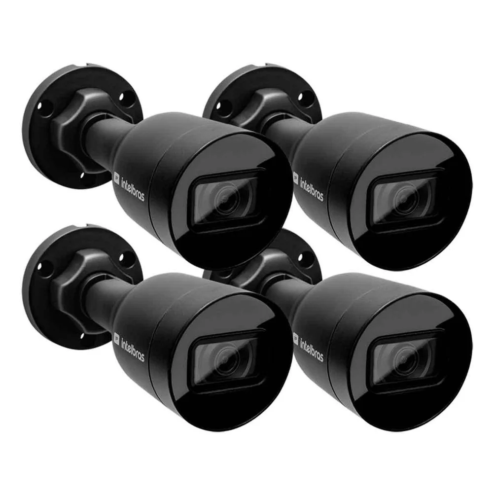 Kit 4 Câmeras Intelbras Vip 1230 B G4 Black Bullet Full Hd Poe Via Rede Ip Ip67 E Visão Noturna 30m