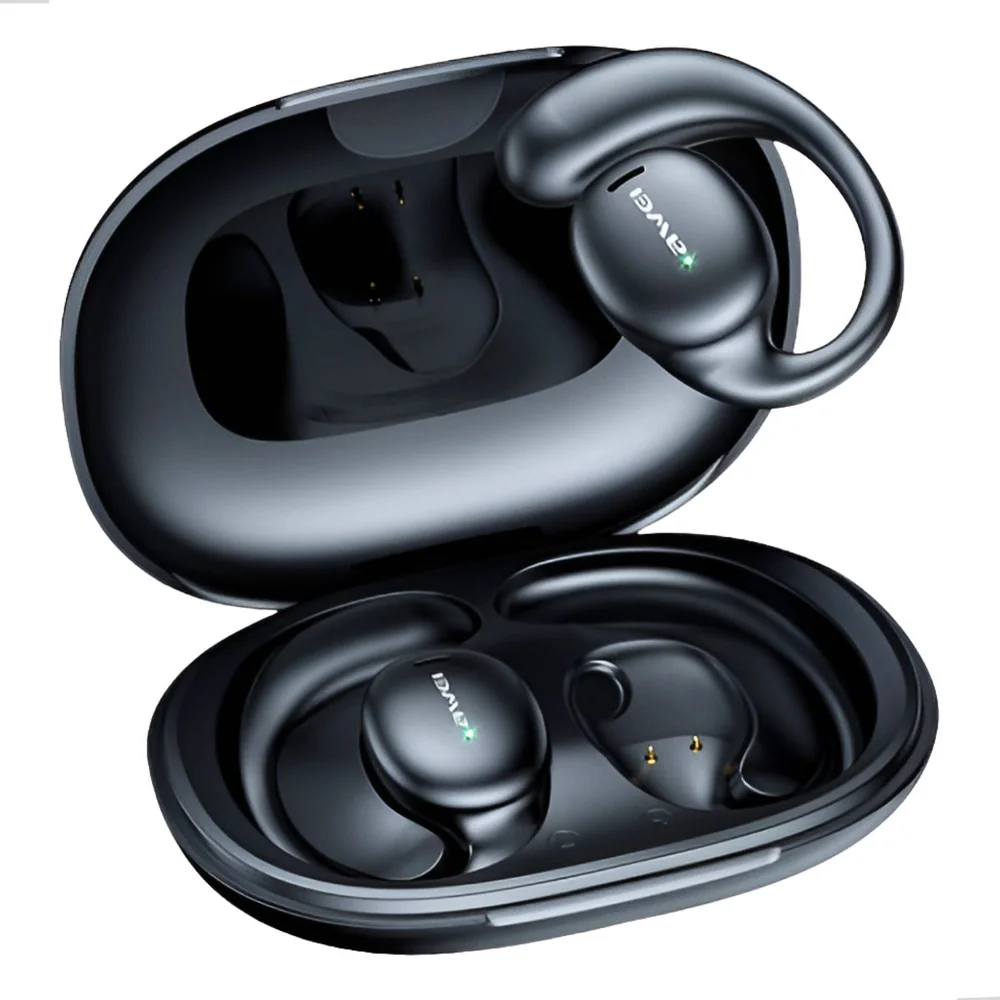 Fone de Ouvido Bluetooth T80 Gancho Esportivo Microfone e Bateria até 18h Preto