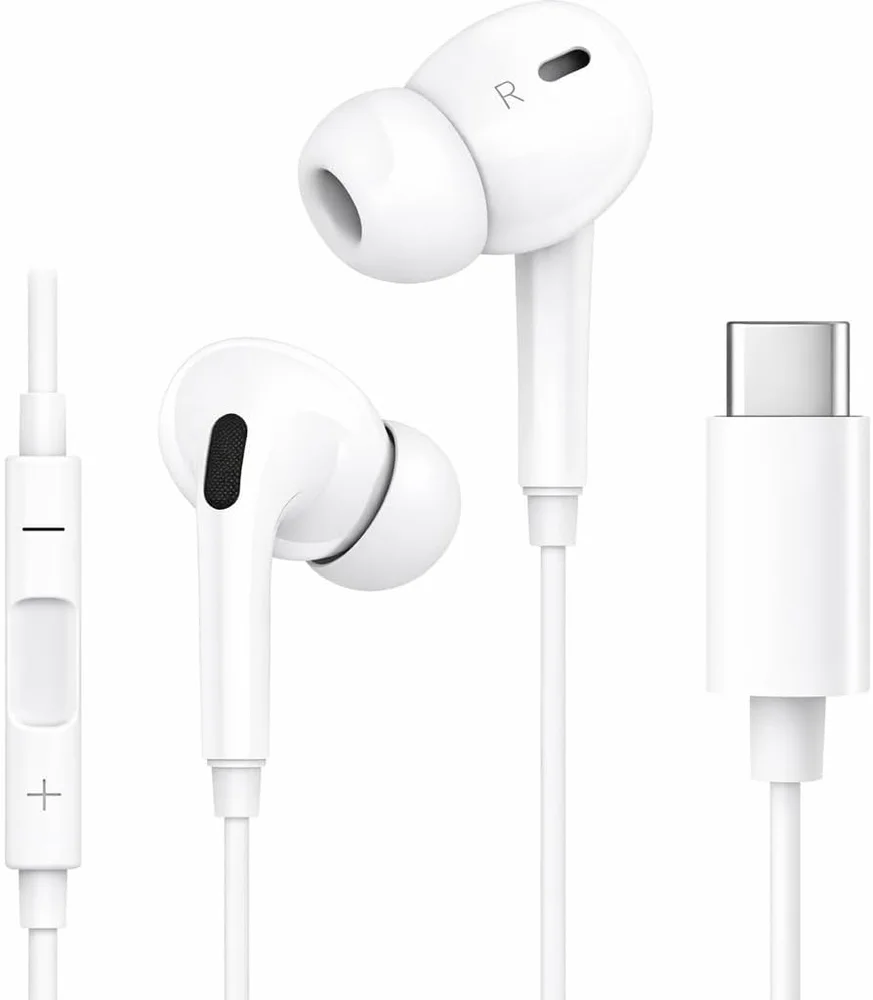 Fones De Ouvido Com Fio Tipo C Microfone Integrado Compativel Iphone 15 15 Pro 15 Pro Max 16 16 Pro Max Com Fio Fones Estéreo Compatíveis Android Lg P
