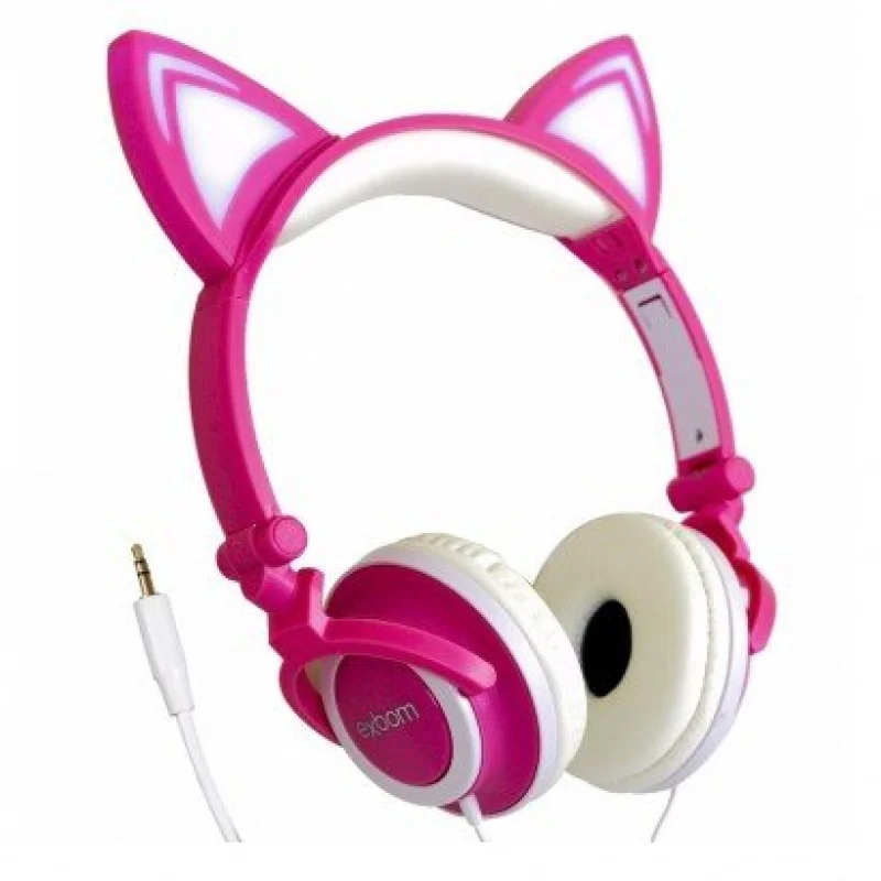 Fone De Ouvido Gatinho Exbom Hf-c22 Rosa E Branco