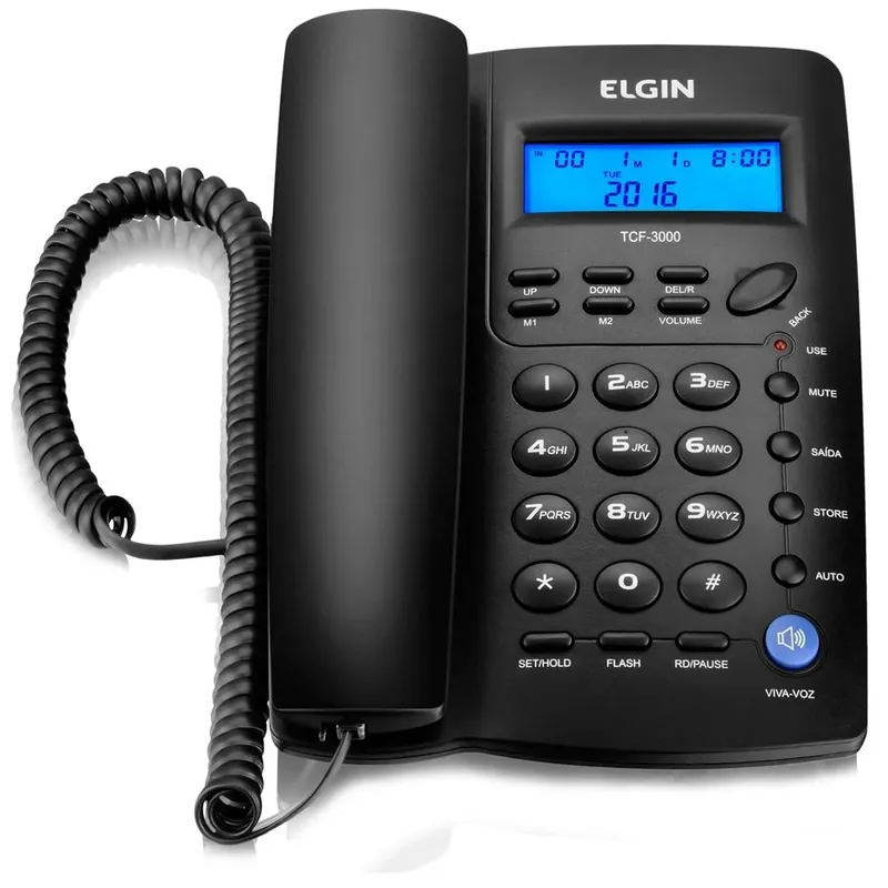 Telefone Com Fio, Indentificador De Chamadas, Agenda P/ 12 Números, Preto - TCF 3000