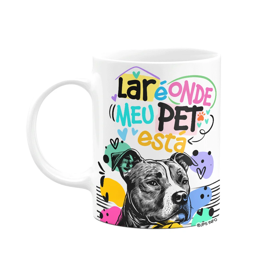 Caneca Lar É Onde Meu Pet - Cachorro Pitbull