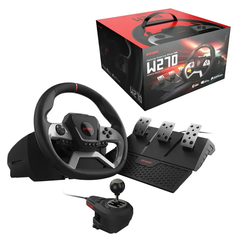 Volante Gamer PCyes W270 P/ PC, XBOX,ps4 Com Pedais E Câmbio
