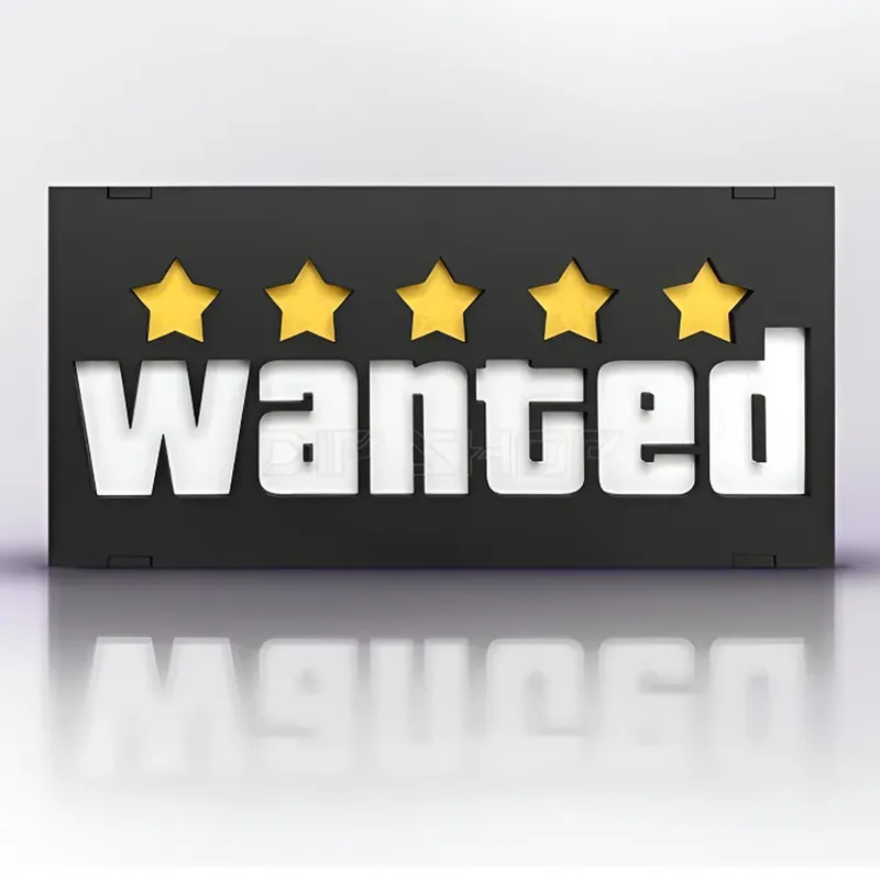 Luminária Gamer Exclusiva Wanted Procurado Gta 6 Com LED Bivolt