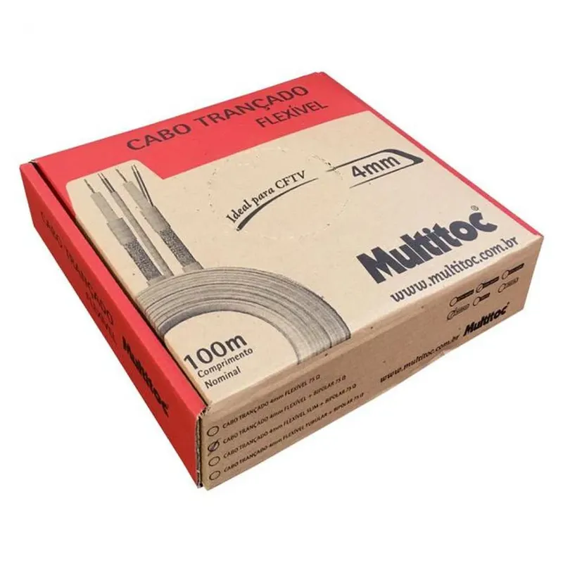 Cabo Trançado Connect Cable, 4mm + 2x26, AWG-75 CFTV , Dupla Blindagem, Branco
