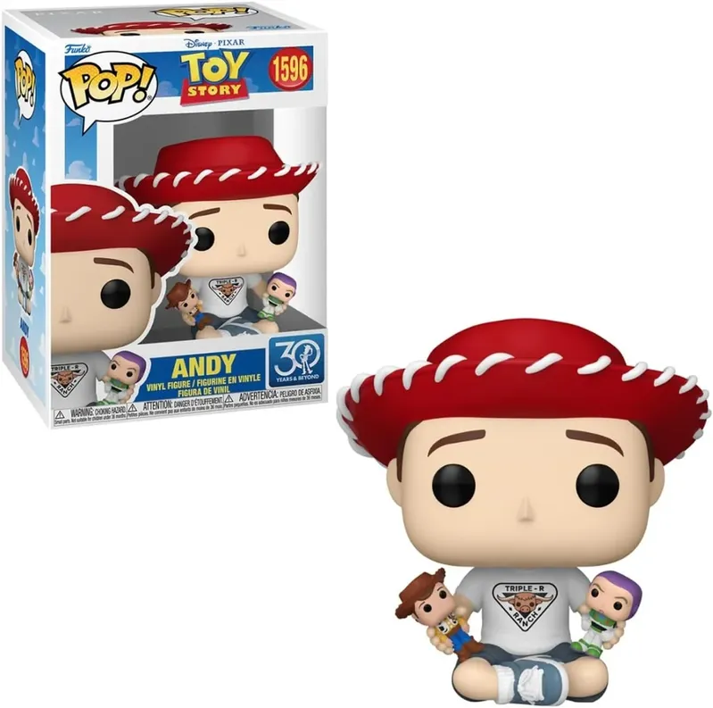 Funko Pop Andy 1596 Com Woody E Buzz Toy Story Disney Pixar