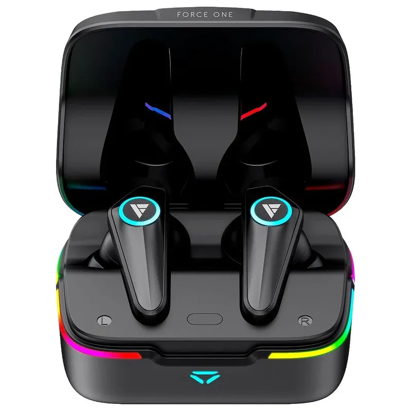 Fone De Ouvido Force One In-Ear Sonic Boom, Bluetooth 5.1, RGB, Bateria Até 24h, Preto