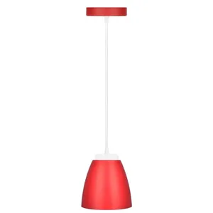 Luminária Pendente 9w Branca Fria Cor Vermelha Bivolt.