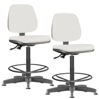 Kit - 02 Cadeiras Caixa Alta Giratória Job L02, Couro Sintético Branco - Lyam Decor