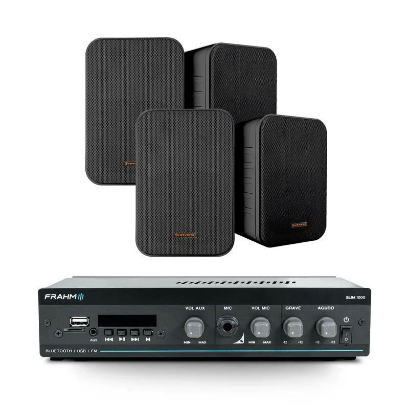Kit Slim 1000 G5 + 3 Pares De Caixa Msb60n Preto