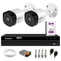 Kit 2 Câmeras Intelbras Vhd 3130 B G6 Hd 720p Visão Noturna 30m Ip67 Dvr Mhdx 1204 4 Canais + Hd 1TB