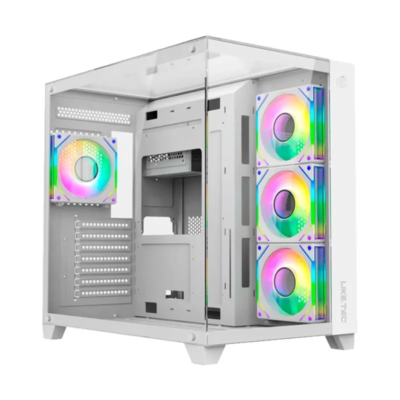 Gabinete Liketec Gamer Zeus Pro Glass, Sky Tower, ATX, Frontal e Teto em Vidro Temperado, Snow - LC-CB3X3-ZEUS-2121