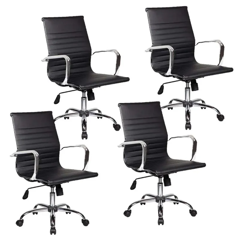 Conjunto Bela Com 3 Cadeiras Diretor Boston Giratória Regulagem De Altura À Gás Esteirinha