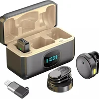 Microfone Lapela Sem Fio Duplo Anti Ruído Imã Tipo C Preto