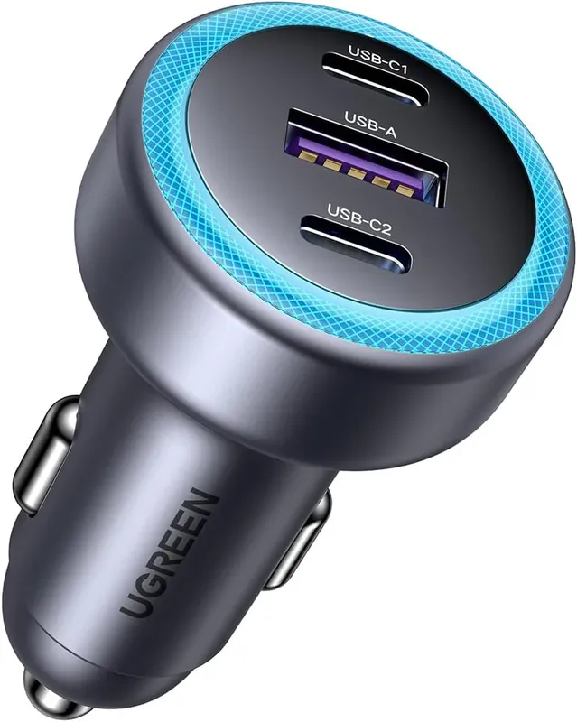 Carregador Veicular Rápido Ugreen 30w (3 Portas) Para Carro Compatível Iphone 17 Pro Max Air 16 15 14 13 12 Galaxy S25 Ultra Plus S24 Pixel Etc.