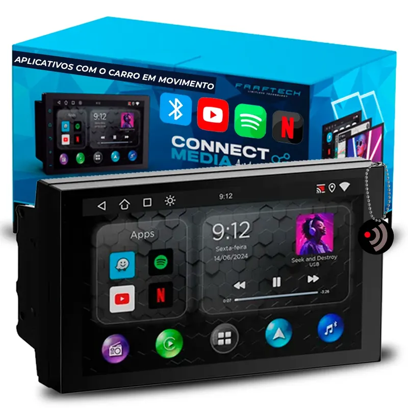 Central Multimídia Universal 7 Polegadas CarPlay e Android Auto Espelhamento -Faaftech