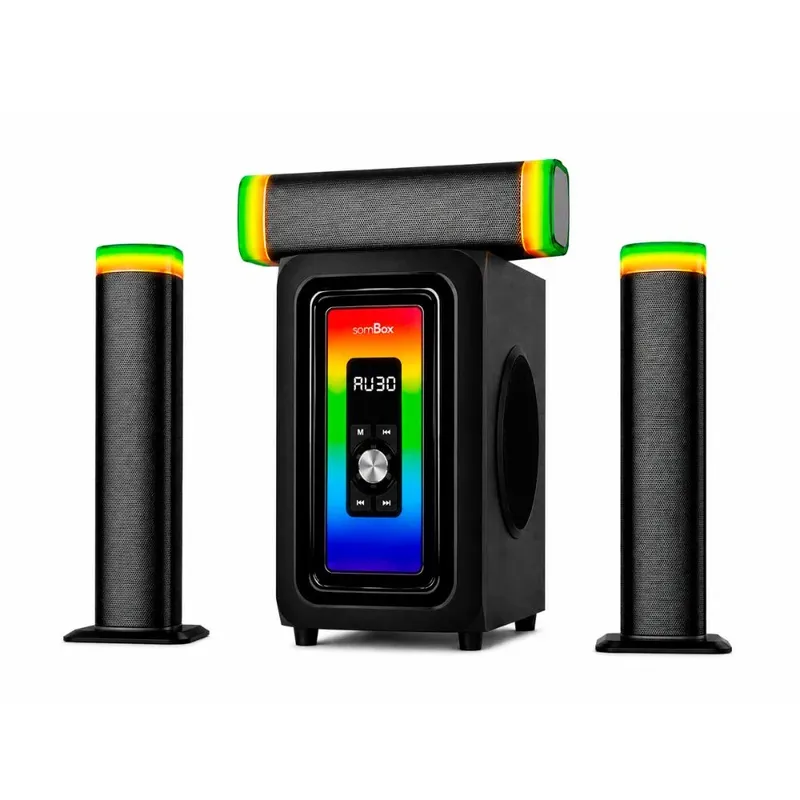 Sistema De Som 3.1 Bluetooth 5.0 190w Rms Subwoofer 8" Com Rádio Fm, Controle Remoto E Bivolt Automático