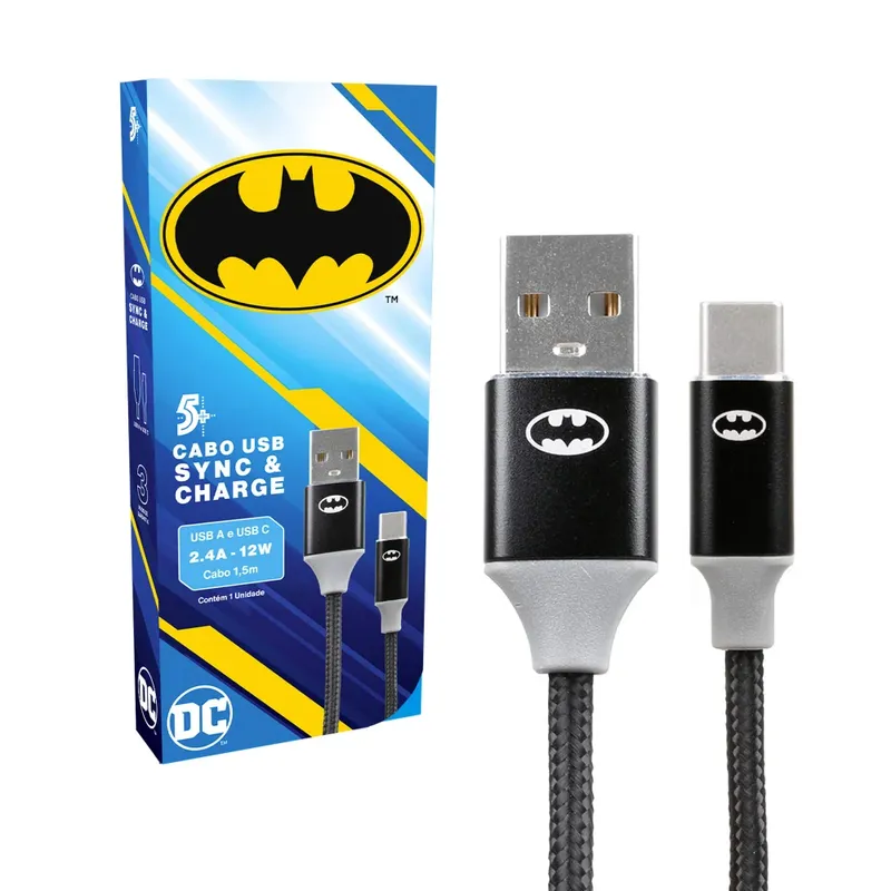 Cabo Carregador Rápido Turbo Usb-a P/tipo C Batman