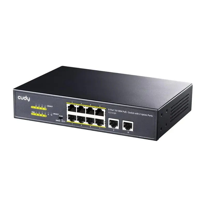 Switch Poe+ 10 Portas 120w 8 Poe 2 Uplink Vlan Cftv 4kv Ip