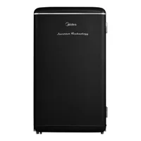 Frigobar Midea Mdrd142rtd303 93l Inverter Retrô Preto Com Prateleiras De Vidro Bivolt