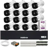 Kit 16 Câmeras Intelbras Vhl 1120 B Hd 720p Visão Noturna 20m Ip6 + Dvr 1116-c 16 Canais + Hd 1TB
