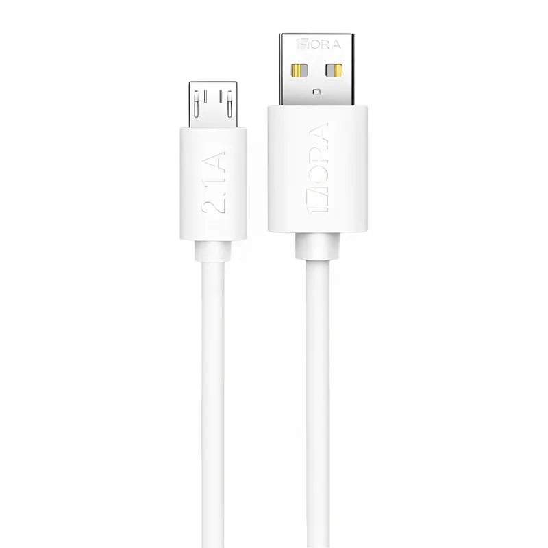 Cabo Micro Usb P/usb A 1hora 2.1a 1m Branco Pacote 100un