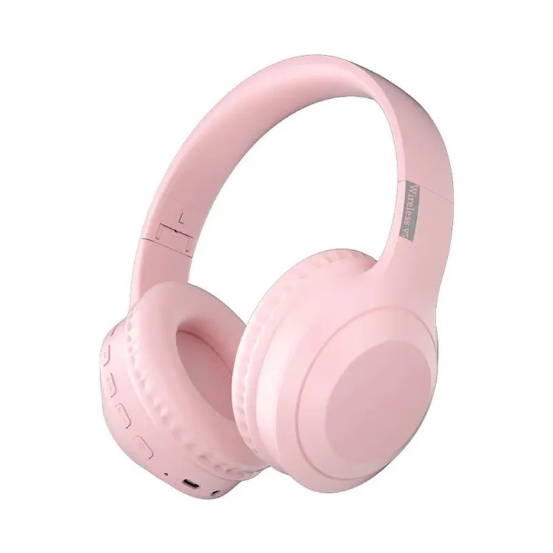 H&s -v5 Fone De Ouvido Headphones Sem Fio Com Microfone, Bluetooth 5.3, Estéreo Surround Cor:pink