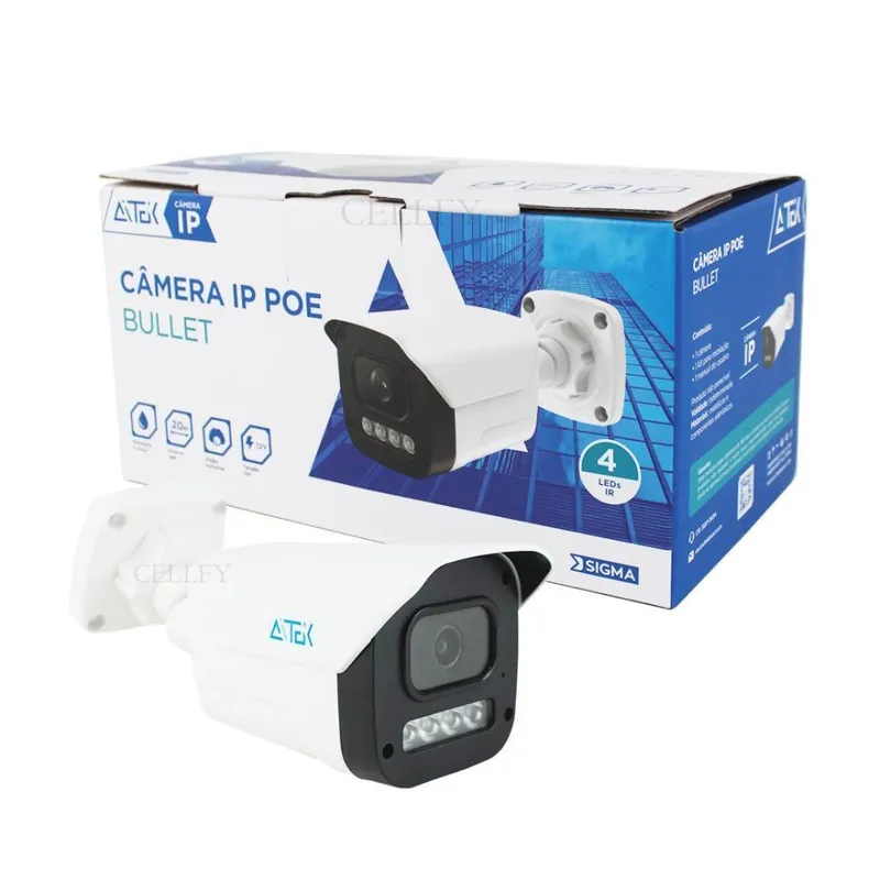 Câmera De Monitoramento Segurança Ip Poe Bullet 1080p 12v
