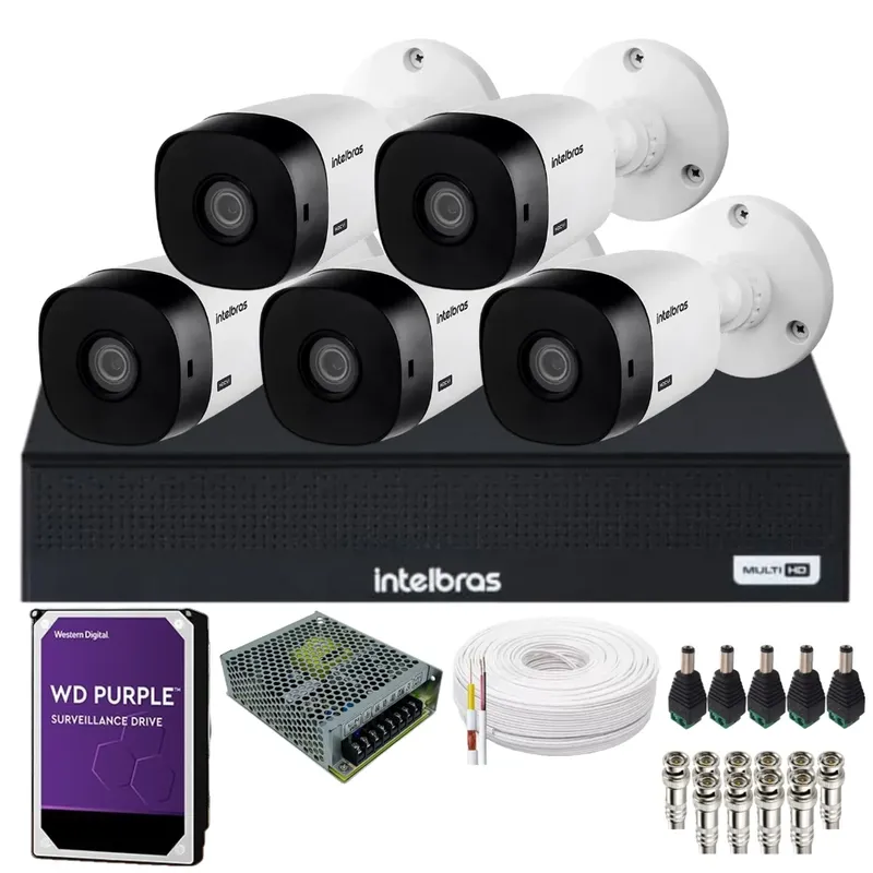 Kit 10 Cameras Intelbras 1120b Full Color, Dvr 16 Canais Hd 2TB