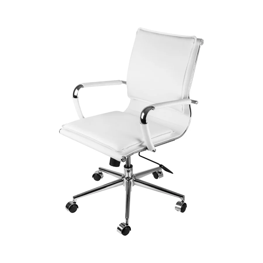 Cadeira Boxbit Soft Baixa Branca Base Cromada Rodizio