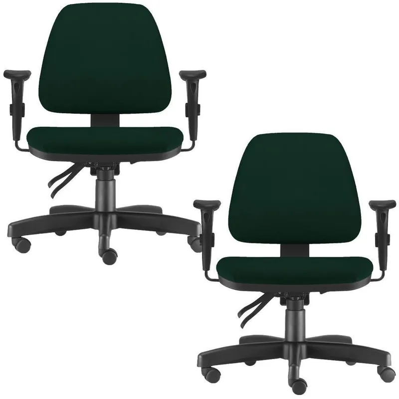 Kit 02 Cadeiras Para Escritório Job L02 Fixa, Crepe Verde Musgo - Lyam Decor