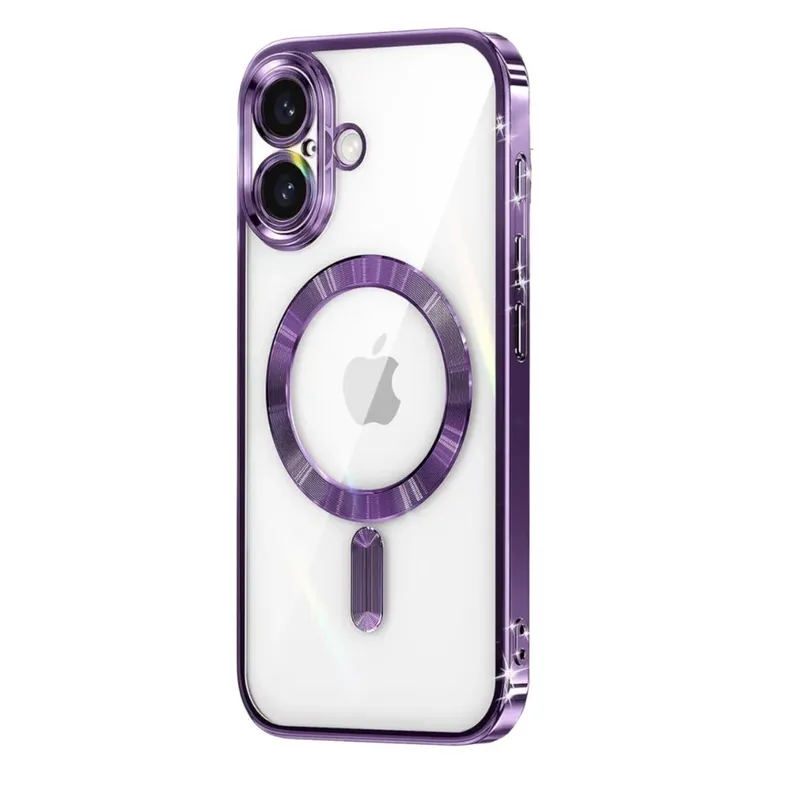 Capa Magnética Compatível com Magsafe para o iPhone 17 - Proteção Completa nas Lentes das Câmeras e Carregamento por Aproximação Cor: Vinho