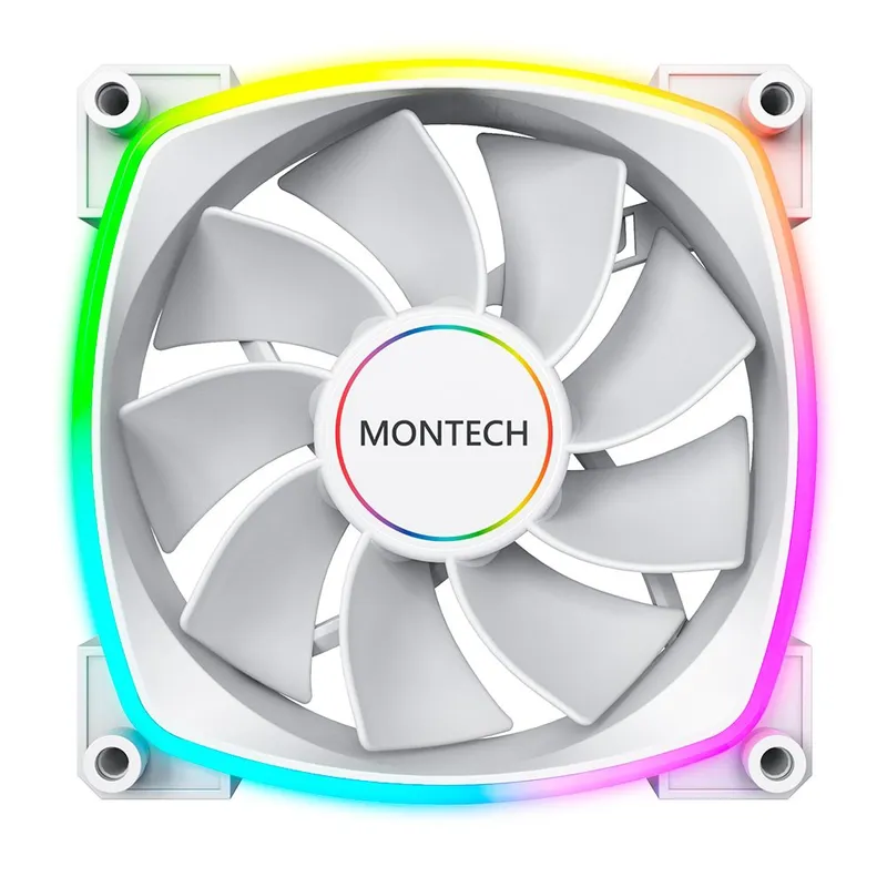 Ventoinha Montech RX140, 140mm, PWM, ARGB, Lâmina Reversa, Branco - RX140 PWM White