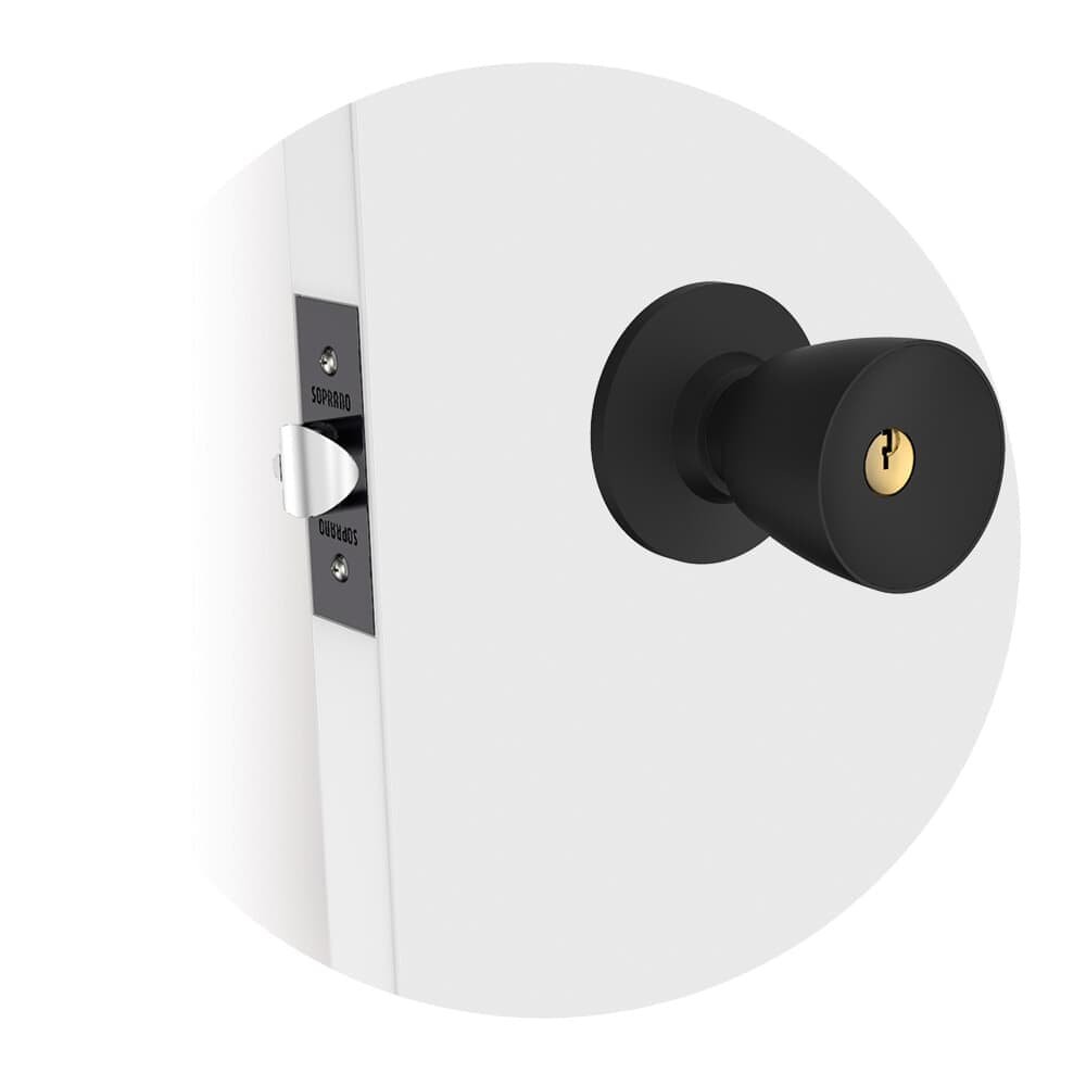 Fechadura Para Porta Divisória Cilíndrica Tulipa 90mm Preta Soprano
