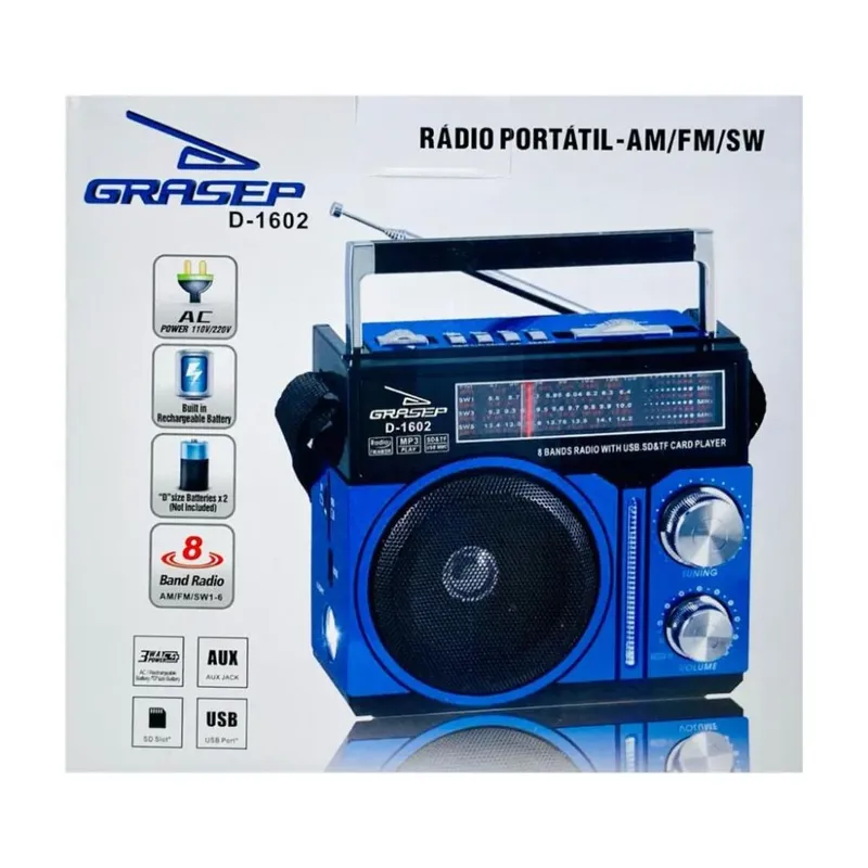 Rádio Grasep Retrô Portátil Fm Am Cor:vermelho - Vermelho