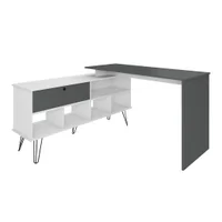 Mesa Escrivaninha Para Escritório Dubai Adaptável | Artany Cor:branco/grafito