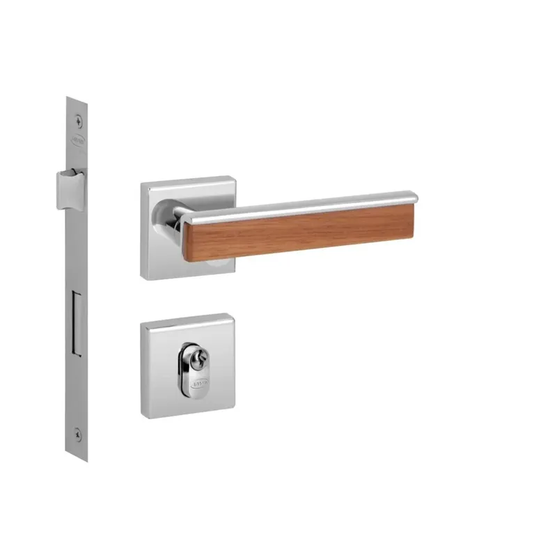 Fechadura Mobile Externa 55mm Cromado E Madeira M0979l R0096 Ez1750 Cilindro 70mm Ta Imab