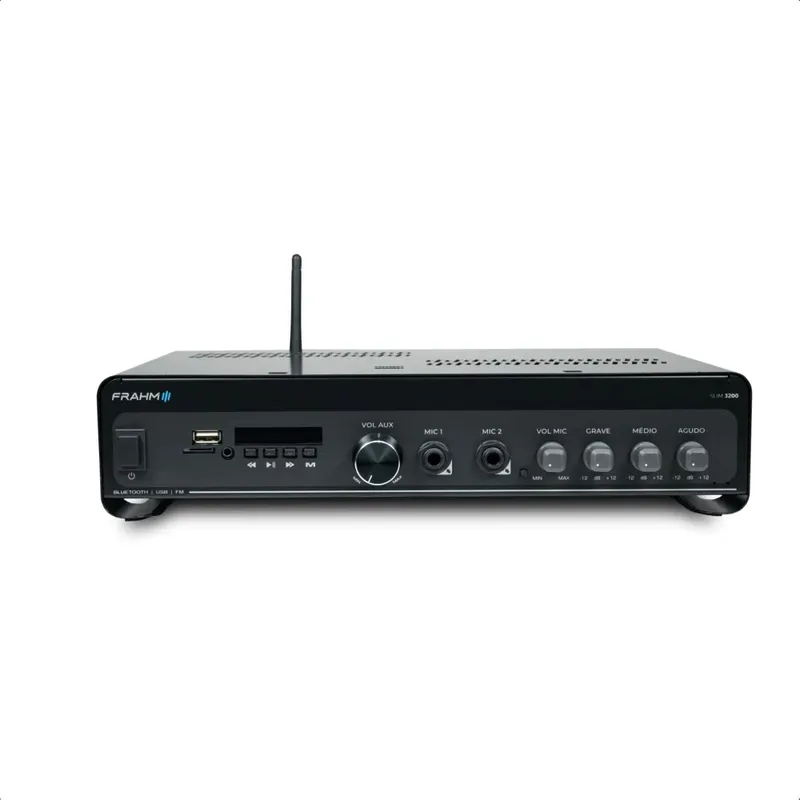 Som Ambiente Amplificador Frahm Slim 3200 Optical G5, 200w Rms, 4 Ohms, RCA, USB, Bluetooth, P2 E Micro Sd - 32110