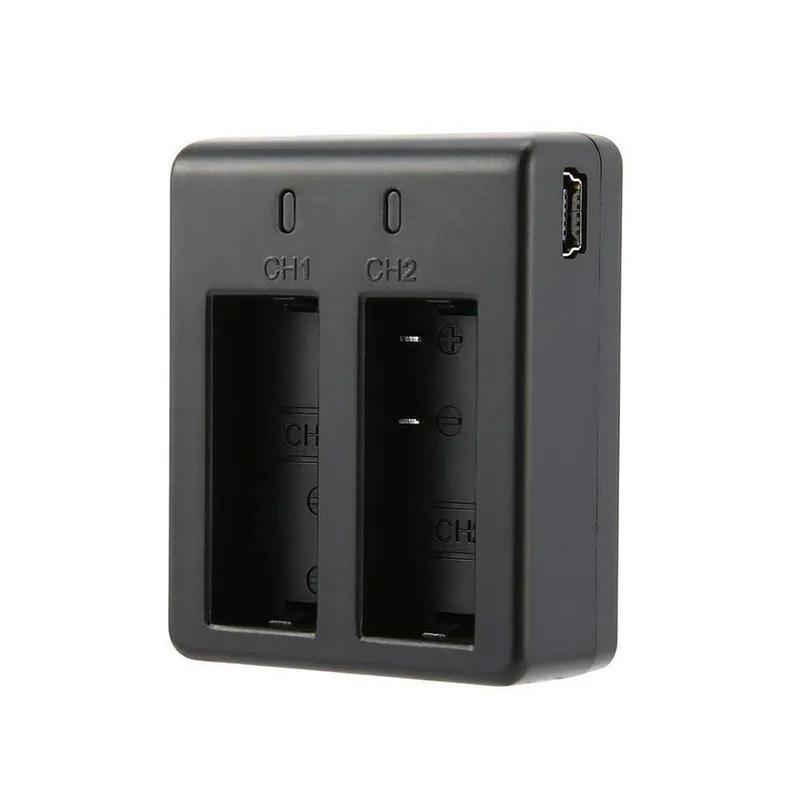 Carregador Duplo Eken Para Câmeras De Ação H8, H8r, H9, H9r E Sjcam 4 E 5, Preto