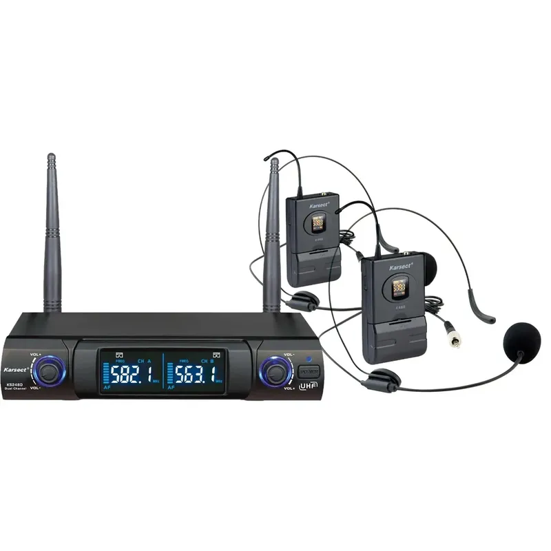 Microfone Sem Fio Headset Duplo Karsect Ks248dh Preto