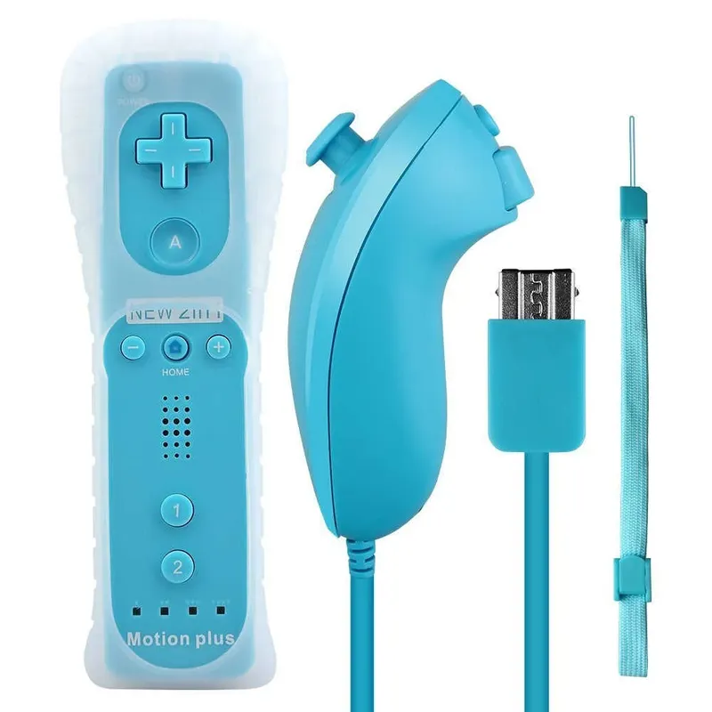 Controle Wii Remote Plus + Nunchuck Para Nintendo Wii E Nintendo Wii U Azul