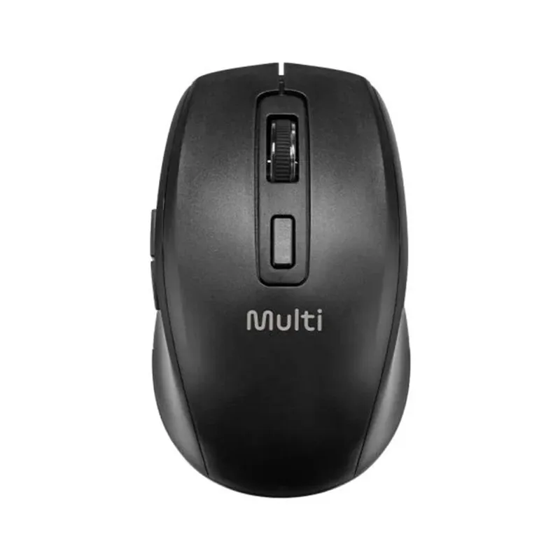 Mouse Sem Fio Multilaser MS750, Bluetooth, USB 2.4GHz, Recarregável, Clique Silencioso, 6 Botões, Preto - MO403