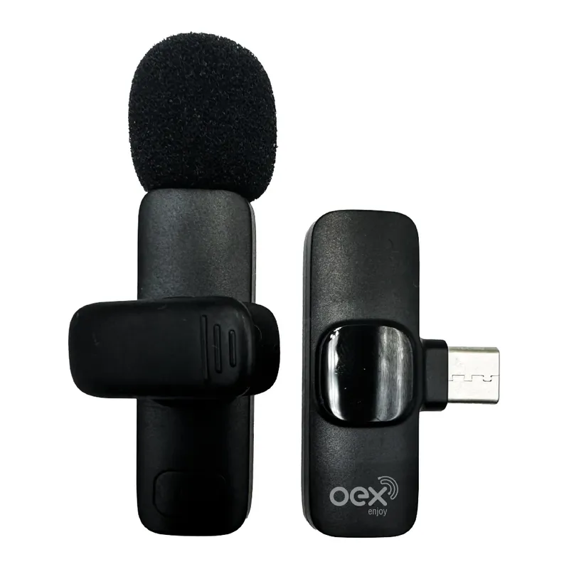 Microfone Lapela Sem Fio Tipo C Preto Mk306 Oex