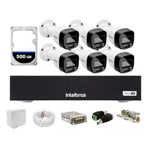 Kit Intelbras 6 Cameras 1120b Full Color Vhd ,dvr 8 Mhdx 1008 C/hd 500gb
