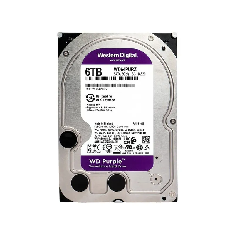 HD WD Purple, 6TB, 3.5", SATA - WD64PURZ