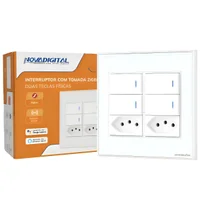 Interruptor Inteligente 4x4 Zigbee 4 Teclas Físicas e 2 Tomadas 10A Novadigital Tuya Smart Life Compatível Alexa Google